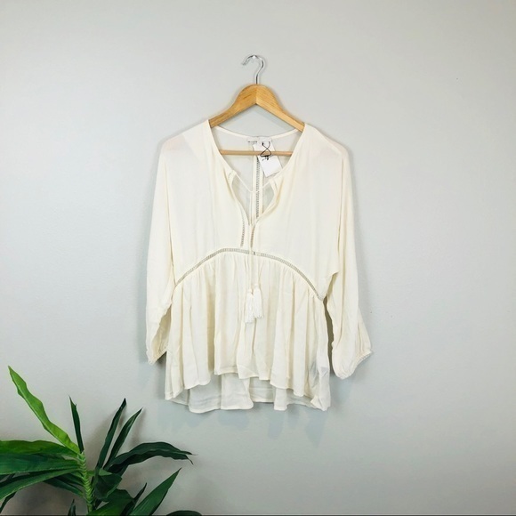 7 for all mankind 7FAM cream boho blouse M - Picture 1 of 6